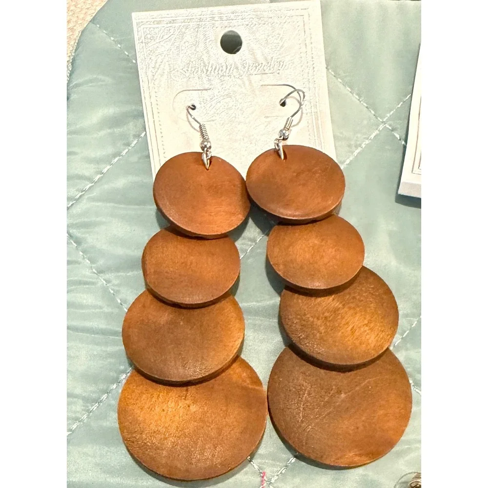 Dolphin‎ Ore & Mixed Statement Earring Lot Wood Geometric Tassel Boho 11 Pairs